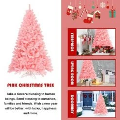 Costway 6Ft Hinged Artificial Christmas Tree Full Fir Tree New PVC w/ Metal Stand Pink 13 Costway 6Ft Hinged Artificial Christmas Tree Full Fir Tree New PVC w/ Metal Stand Pink -Christmas Trees Sales Store unnamed file 2061