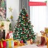 Costway 5ft/6ft/7ft Snowy Hinged Artificial Christmas Tree with 567/1111/1615 Tips & Metal Stand