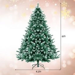 Costway 5ft/6ft/7ft Snowy Hinged Artificial Christmas Tree with 567/1111/1615 Tips & Metal Stand -Christmas Trees Sales Store unnamed file 2079
