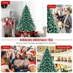 Costway 5ft/6ft/7ft Snowy Hinged Artificial Christmas Tree with 567/1111/1615 Tips & Metal Stand -Christmas Trees Sales Store unnamed file 2080