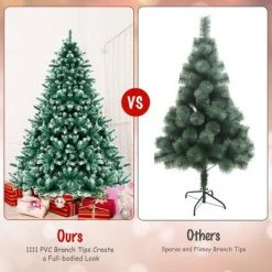 Costway 5ft/6ft/7ft Snowy Hinged Artificial Christmas Tree with 567/1111/1615 Tips & Metal Stand -Christmas Trees Sales Store unnamed file 2083