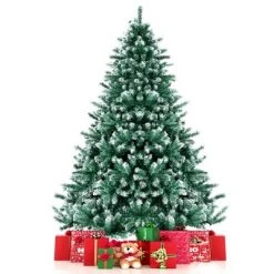 Costway 5ft/6ft/7ft Snowy Hinged Artificial Christmas Tree with 567/1111/1615 Tips & Metal Stand -Christmas Trees Sales Store unnamed file 2085