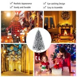 Costway 6ft Snow Flocked Hinged Artificial Christmas Tree Unlit Metal -Christmas Trees Sales Store unnamed file 2093