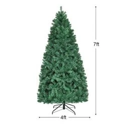 Costway 7Ft/7.5Ft/8Ft Pre-Lit PVC Christmas Tree Hinged 300/400/430 Lights