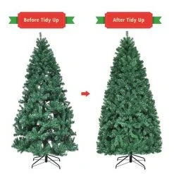 Costway 7Ft/7.5Ft/8Ft Pre-Lit PVC Christmas Tree Hinged 300/400/430 Lights -Christmas Trees Sales Store unnamed file 2101