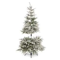 Home Heritage Snowy Abies Pine Prelit Flocked Artificial Christmas Tree, Clear Dimmable Fairy Lights, Quick Set-Up, PVC Tips, Stand, Green -Christmas Trees Sales Store unnamed file 2111