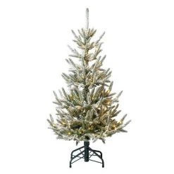 Home Heritage Snowy Abies Pine Prelit Flocked Artificial Christmas Tree, Clear Dimmable Fairy Lights, Quick Set-Up, PVC Tips, Stand, Green -Christmas Trees Sales Store unnamed file 2113