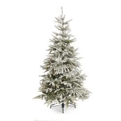 Home Heritage Snowy Abies Pine Prelit Flocked Artificial Christmas Tree, Clear Dimmable Fairy Lights, Quick Set-Up, PVC Tips, Stand, Green -Christmas Trees Sales Store unnamed file 2114