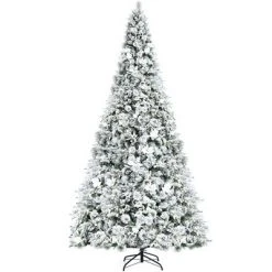 Costway 5ft/6ft/7ft/8ft Snow Flocked Hinged Christmas Tree w/ Berries & Poinsettia Flowers -Christmas Trees Sales Store unnamed file 2123