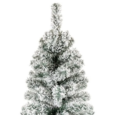 Best Choice Products Snow Flocked Artificial Pencil Christmas Tree Holiday Decoration w/ Metal Stand 2 Best Choice Products Snow Flocked Artificial Pencil Christmas Tree Holiday Decoration w/ Metal Stand - Image 2