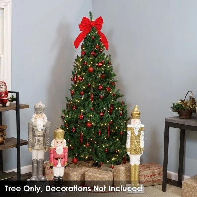 Sunnydaze Decor Sunnydaze Indoor Pre-Lit Faux Tannenbaum Slim Holiday Christmas Evergreen Tree with Hinged Branches and Warm White Lights - 6' - Green 5 Sunnydaze Decor Sunnydaze Indoor Pre-Lit Faux Tannenbaum Slim Holiday Christmas Evergreen Tree with Hinged Branches and Warm White Lights - 6' - Green - Image 5