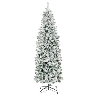 Best Choice Products Snow Flocked Artificial Pencil Christmas Tree Holiday Decoration w/ Metal Stand 6 Best Choice Products Snow Flocked Artificial Pencil Christmas Tree Holiday Decoration w/ Metal Stand - Image 6