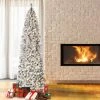 National Tree Company Pre-Lit Pencil Slim Flocked Acacia Hinged Artificial Christmas Tree Clear Lights