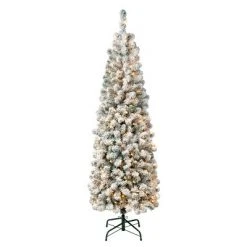 National Tree Company Pre-Lit Pencil Slim Flocked Acacia Hinged Artificial Christmas Tree Clear Lights 11 National Tree Company Pre-Lit Pencil Slim Flocked Acacia Hinged Artificial Christmas Tree Clear Lights -Christmas Trees Sales Store unnamed file 2160