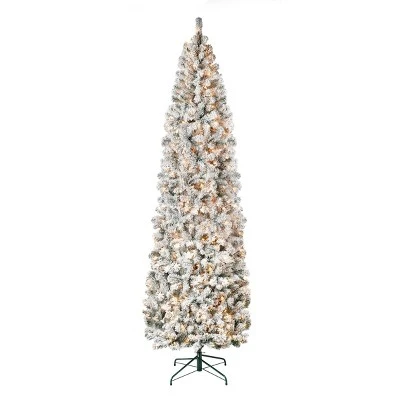 National Tree Company Pre-Lit Pencil Slim Flocked Acacia Hinged Artificial Christmas Tree Clear Lights 7 National Tree Company Pre-Lit Pencil Slim Flocked Acacia Hinged Artificial Christmas Tree Clear Lights - Image 7