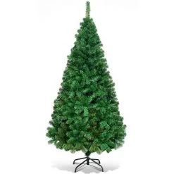 Costway 5Ft/6Ft/7Ft/8Ft Artificial PVC Christmas Tree W/Stand Holiday Season Indoor Outdoor Green