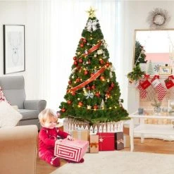 Costway 5Ft/6Ft/7Ft/8Ft Artificial PVC Christmas Tree W/Stand Holiday Season Indoor Outdoor Green -Christmas Trees Sales Store unnamed file 2183