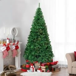 Costway 5Ft/6Ft/7Ft/8Ft Artificial PVC Christmas Tree W/Stand Holiday Season Indoor Outdoor Green -Christmas Trees Sales Store unnamed file 2190