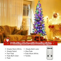 Costway 8FT Pre-Lit Hinged Christmas Tree Snow Flocked w/ 9 Modes Remote Control Lights -Christmas Trees Sales Store unnamed file 2198