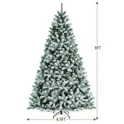 Costway 8ft Pre-lit Snow Flocked Hinged Christmas Tree w/1502 Tips & Metal Stand -Christmas Trees Sales Store unnamed file 2203