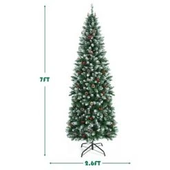 Costway 7ft Pre-lit Artificial Hinged Pencil Christmas Tree Decorated Snow Flocked Tips 11 Costway 7ft Pre-lit Artificial Hinged Pencil Christmas Tree Decorated Snow Flocked Tips -Christmas Trees Sales Store unnamed file 2238