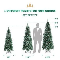 Costway 7ft Pre-lit Artificial Hinged Pencil Christmas Tree Decorated Snow Flocked Tips 17 Costway 7ft Pre-lit Artificial Hinged Pencil Christmas Tree Decorated Snow Flocked Tips -Christmas Trees Sales Store unnamed file 2244