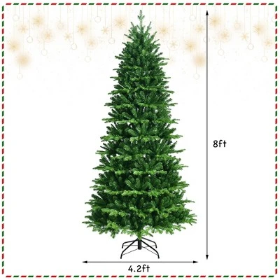 Costway 8FT Pre-Lit Hinged Christmas Tree 3402 PE & PVC Tips w/ 620 Lights & Foot Switch 3 Costway 8FT Pre-Lit Hinged Christmas Tree 3402 PE & PVC Tips w/ 620 Lights & Foot Switch - Image 3