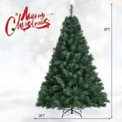 Costway 5Ft/6Ft/7Ft PVC Hinged Artificial Christmas Tree 410/648/968 Tips Holiday Decor with Metal Stand -Christmas Trees Sales Store unnamed file 2282