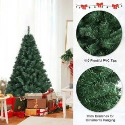 Costway 5Ft/6Ft/7Ft PVC Hinged Artificial Christmas Tree 410/648/968 Tips Holiday Decor with Metal Stand -Christmas Trees Sales Store unnamed file 2285