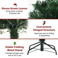 Costway 5Ft/6Ft/7Ft PVC Hinged Artificial Christmas Tree 410/648/968 Tips Holiday Decor with Metal Stand -Christmas Trees Sales Store unnamed file 2287