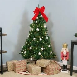 Sunnydaze Decor Sunnydaze Indoor Pre-Lit Faux Tannenbaum Slim Holiday Christmas Evergreen Tree with Hinged Branches and Warm White Lights - 5' - Green -Christmas Trees Sales Store unnamed file 229