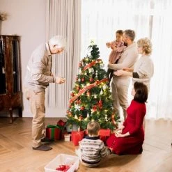 Tangkula 5ft Artificial Christmas Pine Tree Hinged PVC Branches with Solid Metal Legs (Green, 5 FT)