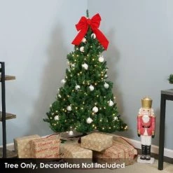 Sunnydaze Decor Sunnydaze Indoor Pre-Lit Faux Tannenbaum Slim Holiday Christmas Evergreen Tree with Hinged Branches and Warm White Lights - 5' - Green -Christmas Trees Sales Store unnamed file 230