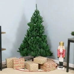 Sunnydaze Decor Sunnydaze Indoor Pre-Lit Faux Tannenbaum Slim Holiday Christmas Evergreen Tree with Hinged Branches and Warm White Lights - 5' - Green -Christmas Trees Sales Store unnamed file 231