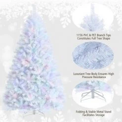 Costway 7ft White Iridescent Tinsel Artificial Christmas Tree with 1156 Branch Tips -Christmas Trees Sales Store unnamed file 2314