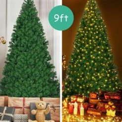 Costway 9Ft Pre-Lit PVC Christmas Tree Hinged 700 LED Lights Green -Christmas Trees Sales Store unnamed file 2319
