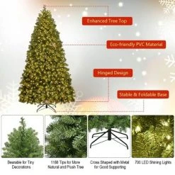 Costway 6FT/7FT/8Ft Pre-Lit PVC Christmas Tree Spruce Hinged 560/700/880 Lights -Christmas Trees Sales Store unnamed file 2337