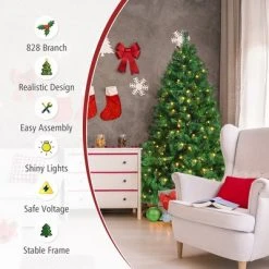 Costway 6ft Pre-Lit Artificial Hinged Christmas Tree w/8 Modes LED Lights and Foot Pedal 14 Costway 6ft Pre-Lit Artificial Hinged Christmas Tree w/8 Modes LED Lights and Foot Pedal -Christmas Trees Sales Store unnamed file 2349
