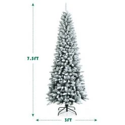 Costway 7.5ft Snow-Flocked Hinged Artificial Christmas Pencil Tree w/ 1189 Mixed Tips -Christmas Trees Sales Store unnamed file 2360
