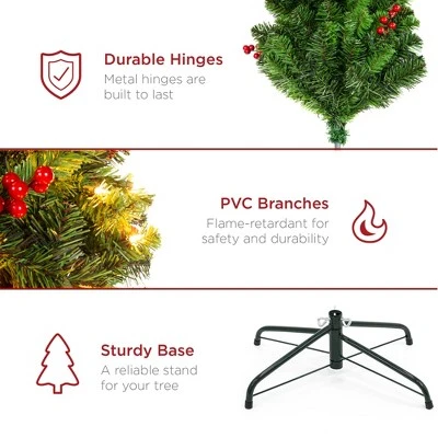 Best Choice Products Pre-Lit Pencil Christmas Tree Pre-Decorated Holiday Accent w/ Base 5 Best Choice Products Pre-Lit Pencil Christmas Tree Pre-Decorated Holiday Accent w/ Base - Image 5