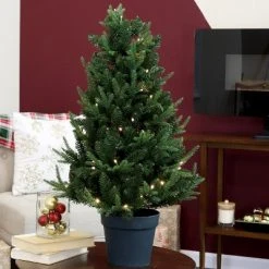 Sunnydaze Decor Sunnydaze Pre-Lit Artificial Christmas Tree with Base - 100 Battery-Operated LED Lights - 3-Foot -Christmas Trees Sales Store unnamed file 240