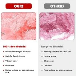 Costway 7.5Ft Hinged Artificial Christmas Tree Full Fir Tree New PVC w/ Metal Stand Pink -Christmas Trees Sales Store unnamed file 2401