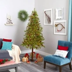 7ft Nearly Natural Pre-Lit LED Wyoming Alpine with Pinecones Artificial Christmas Tree Clear Lights -Christmas Trees Sales Store unnamed file 2405