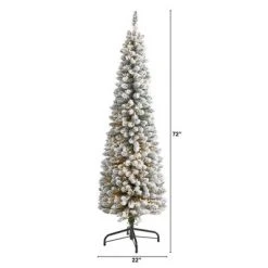 6ft Nearly Natural Pre-Lit Flocked Artificial Christmas Tree Clear Lights