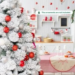 Costway 5ft/6ft/7ft Snow Flocked Hinged Artificial Slim Christmas Tree with Pine Needles -Christmas Trees Sales Store unnamed file 2439