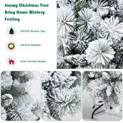 Costway 5ft/6ft/7ft Snow Flocked Hinged Artificial Slim Christmas Tree with Pine Needles -Christmas Trees Sales Store unnamed file 2440