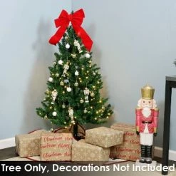 Sunnydaze Decor Sunnydaze Indoor Pre-Lit Faux Tannenbaum Slim Holiday Christmas Evergreen Tree with Hinged Branches and Warm White Lights - 4' - Green -Christmas Trees Sales Store unnamed file 246