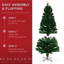 Best Choice Products 7ft Pre-Lit Fiber Optic Artificial Christmas Pine Tree w/ 280 Lights, 8 Sequences, Stand -Christmas Trees Sales Store unnamed file 2468