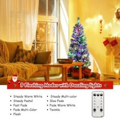 Costway 5FT Pre-Lit Hinged Christmas Tree Snow Flocked w/9 Modes Remote Control Lights -Christmas Trees Sales Store unnamed file 2478
