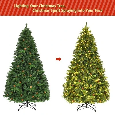 Costway 7Ft/7.5FT/8FT Pre-Lit Christmas Tree Hinged 460/540/600 Lightss 5 Costway 7Ft/7.5FT/8FT Pre-Lit Christmas Tree Hinged 460/540/600 Lightss - Image 5